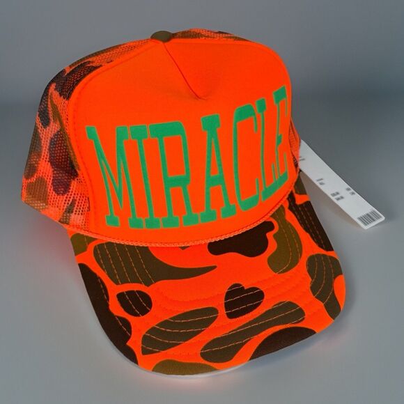 Miracle Camo Trucker Hat Neon Orange Adjustable Snapback Ball Cap NWT Ascot Hart - Picture 1 of 9